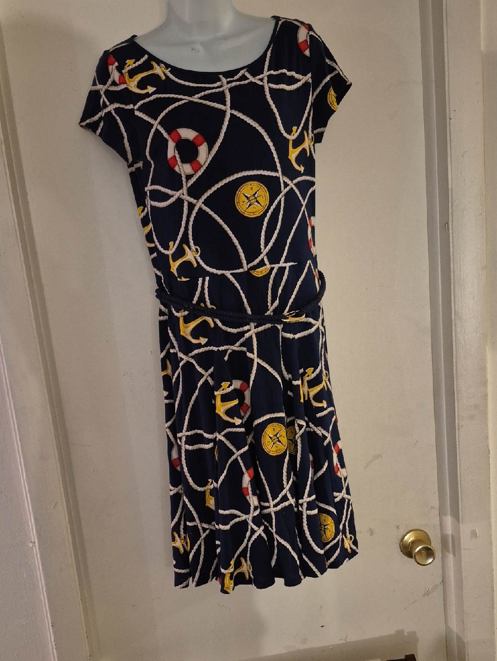 Lauren Ralph Lauren Navy Nautical Rope & Life Preserver Skater Skirt